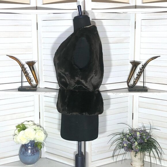 Vintage 90s Y2K Faux Fur Vest Brown Charlotte Russe Small - Picture 4 of 9